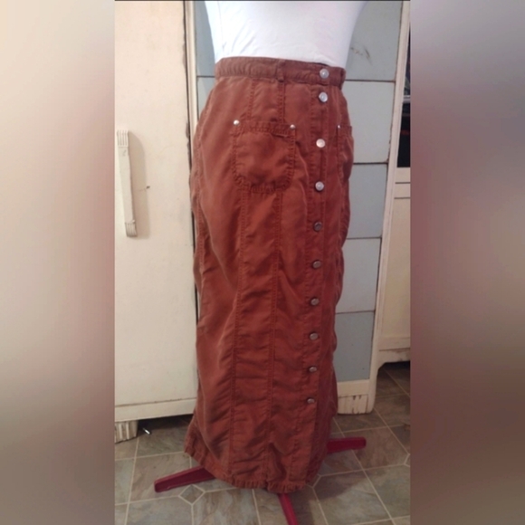 Beautiful France 🇫🇷 Brown Jevns Votre Nom Button High Waisted Maxi Skirt L XL - Picture 2 of 8